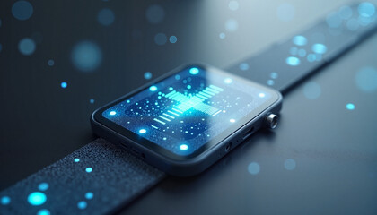 Smart watch displaying data, suitable for technology blogs, with copy space