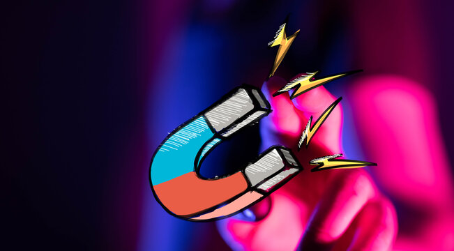 Captivating image of a magnet attracting attention. Ideal for marketing, business, and technology concepts.