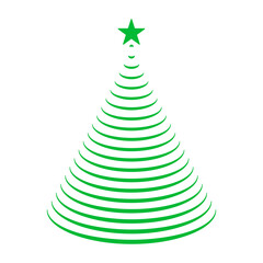 Modern striped Christmas tree icon symbol