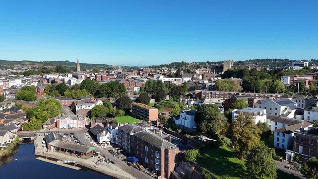 Ascending over Exeter Quay in Devon
