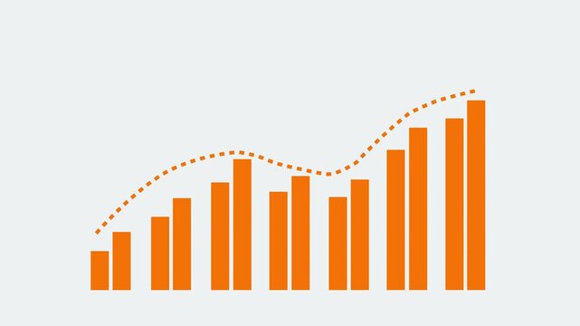 Corporate Business Growth Animation with Rising Bar Chart, Financial Success, and Positive Forecasting