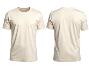 Beige crew neck t-shirt, front and back views (3)
