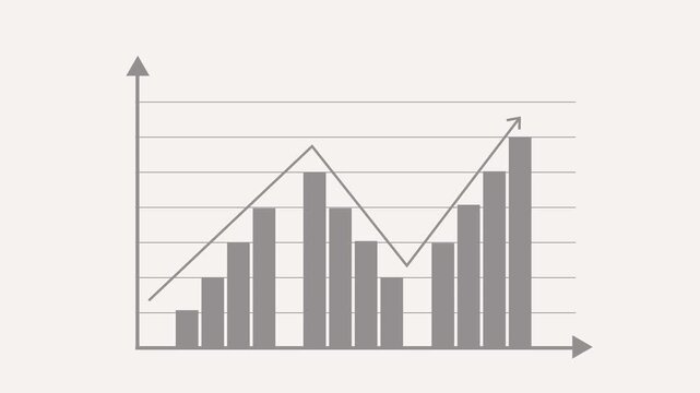 Financial Growth Graph Animation Featuring a Dynamic Bar Chart with Upward Trajectory and Increased Earnings