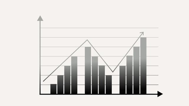 Financial Growth Graph Animation Featuring a Dynamic Bar Chart with Upward Trajectory and Increased Earnings