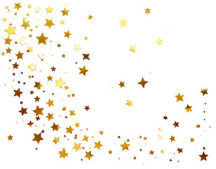 Gold and white star confetti on black background