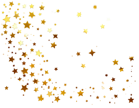 Gold and white star confetti on black background