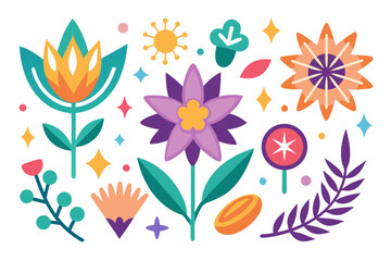 set of flower and star icons