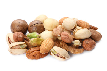 Mix of different nuts isolated on white