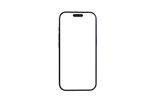 Clean smartphone mockup with blank screen. Perfect for app presentations, website design, and technology marketing.