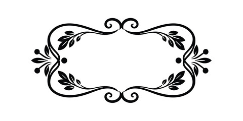 Square Victorian frame with decoration vector silhouette 