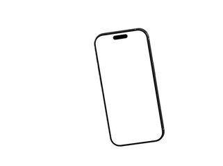 Clean image of a modern smartphone with a blank screen, perfect for app presentations or technology designs. Isolated on white background.
