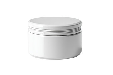 A white cosmetic jar with a ribbed lid, isolated on transparent background
