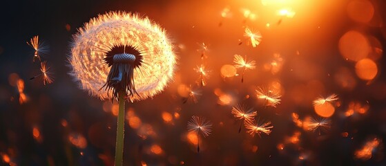 Sunset Dandelion Wishes: A Magical Moment of Nature's Beauty