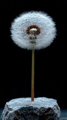 Serene Dandelion: A Breath of White on Black