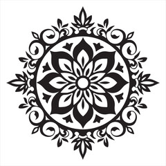 Round mandala for coloring on white background