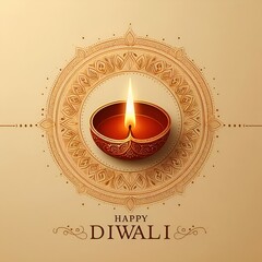 Beautifully crafted diya lamp with a flickering flame, illuminating the festive occasion of diwali, the festival of lights celebrated in india
