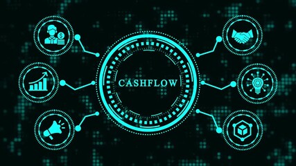 Cashflow concept with icons around it cashflow is the net amount of cash and cashequivalents moving into and out of a company positive cashflow indicates that a companys liquid assets are increasing - Powered by Adobe