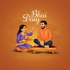 Obraz na płótnie Canvas Happy Bhai dooj Indian festival greeting card. Creative vector illustration design.