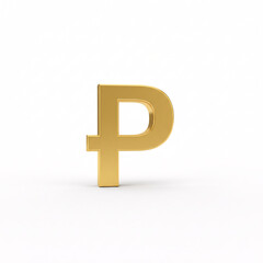 Obraz premium A golden 3D Russian ruble symbol standing upright