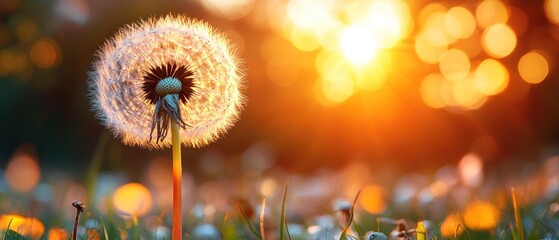 Sunset Dandelion: A Serene Golden Hour