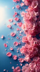 Pink Petals Dance on a Blue Canvas: A Serene Floral Dream