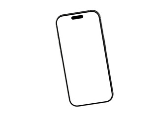 High-quality image of a modern smartphone with a blank screen, perfect for app presentations or website mockups. Isolated on white background.