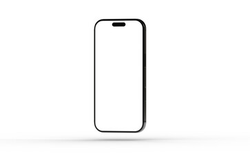 High-quality image of a modern smartphone with blank screen, perfect for app presentations or website designs.  Clean and professional.