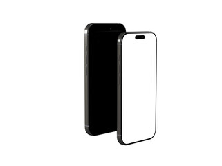 High-quality mockup of two smartphones, one with a black screen and one with a white screen, perfect for app presentations or website designs.