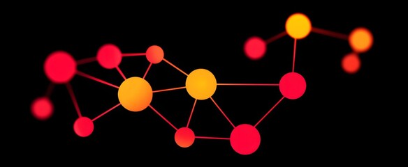 The interconnected nodes evoke a complex logical network system pulsing with dynamic energy
