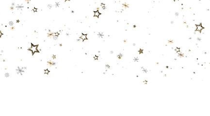 Festive background with gold and silver stars and snowflakes. Perfect for holidays, celebrations, and winter themes.