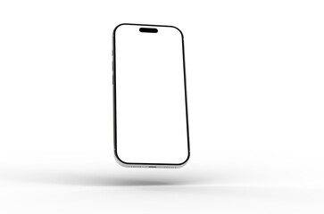 High-quality image of a modern smartphone with a blank screen, perfect for app presentations or website mockups. Isolated on white background.