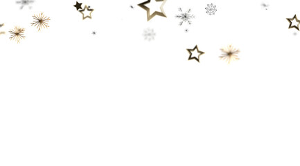 Elegant winter design with gold stars and snowflakes. Perfect for holidays, celebration, and winter themes.