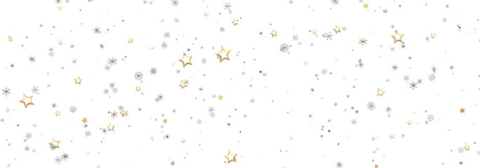 Elegant design with gold and silver stars on white. Perfect for holidays.