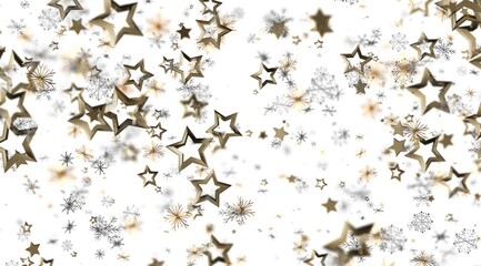 Elegant winter design with gold stars and snowflakes. Perfect for holidays, celebrations, and winter themes.