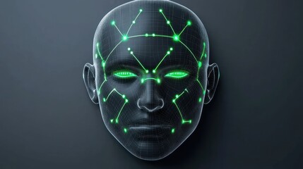 Futuristic AI Face: Digital Neural Network Interface