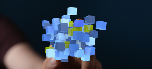 Abstract image of data blocks, symbolizing connection, innovation, and technology. Perfect for tech...