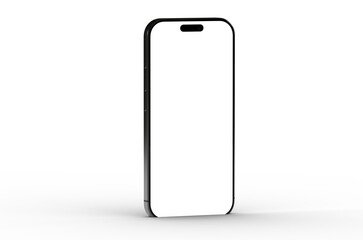 High-quality image of a black smartphone with a blank screen, perfect for app presentations or website mockups. Isolated on white background.