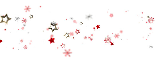 Obraz premium Festive winter background with red and gold stars and snowflakes. Perfect for holiday designs.