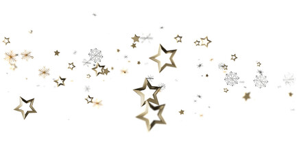 Elegant gold stars and snowflakes on white. Perfect for holidays, celebrations, and winter themes.