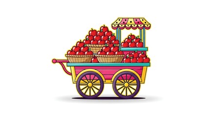 Apple cart apples fruit market fresh red basket produce food sweet treat