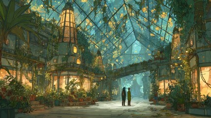 A fantastical greenhouse city