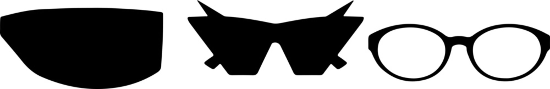 Three different styles of glasses offer vision correction and fashion accessory options for eyewear design needs