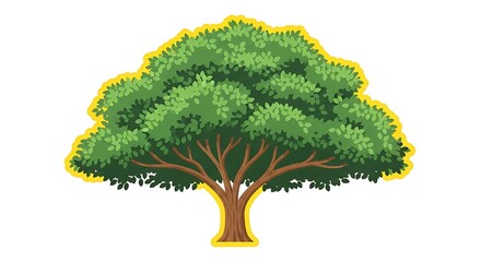 Illustration of tree nature plant forest green leaves trunk branches wood