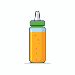 Sauce Bottle Container with Yellow Liquid Condiment, Ketchup or Mustard Illustration Icon with Outlines