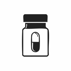 Fototapeta premium Medical capsule bottle icon pharmaceutical health supplement drug container