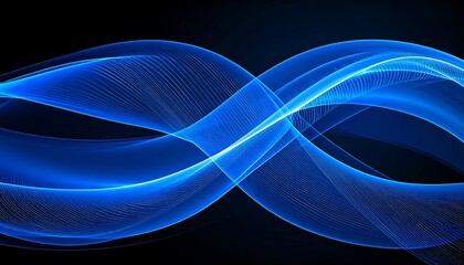 Abstract blue wave design on black background