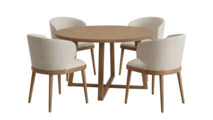 Elegant wooden dining set with four upholstered chairs for modern interiors