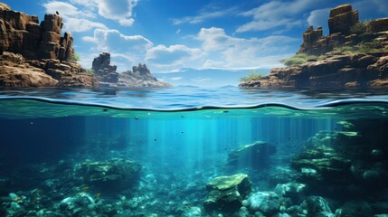 Half Underwater Paradise Scenic View