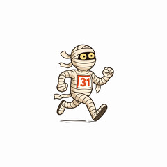 Naklejka premium Cartoon Mummy Running a Race, Number 31
