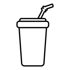 Vector Outline Icon - Plastic Glass with Straw